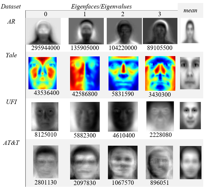 Eigenfaces and Eigenvalues of Datasets